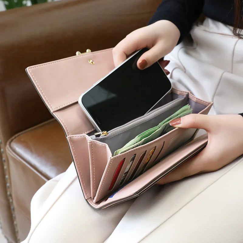 Luxury Women's Long Wallet – Stylish Clutch with Phone Pocket & Card Holder