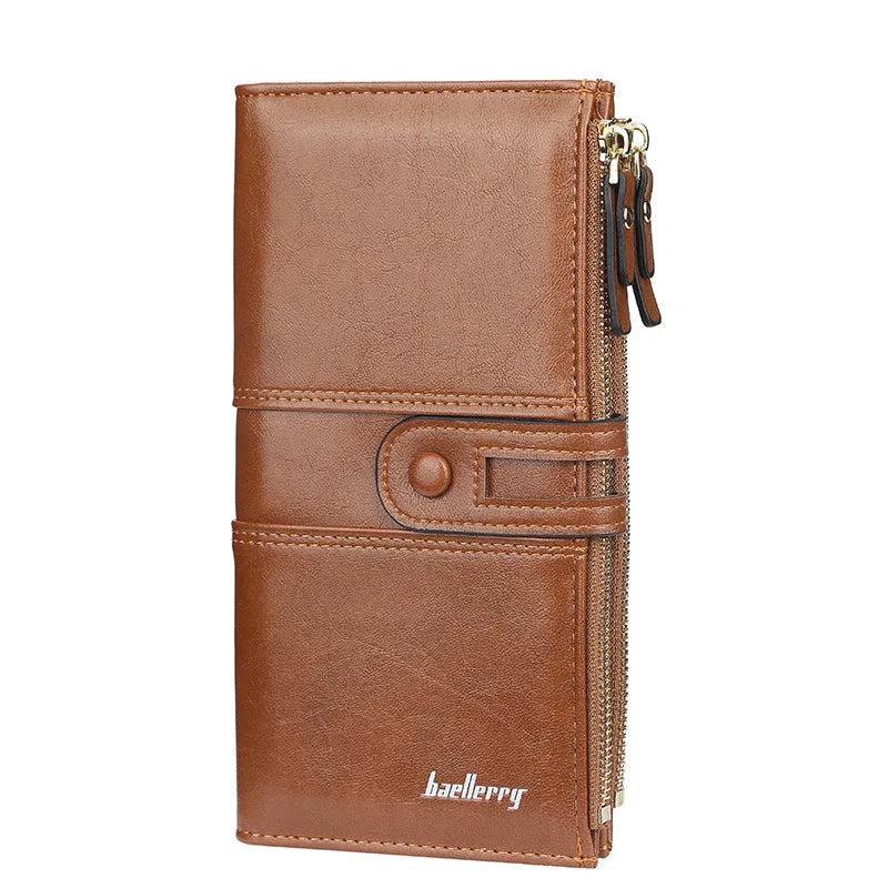 Classic Leather Wallet for Women – Zip Clutch with Card Organizer