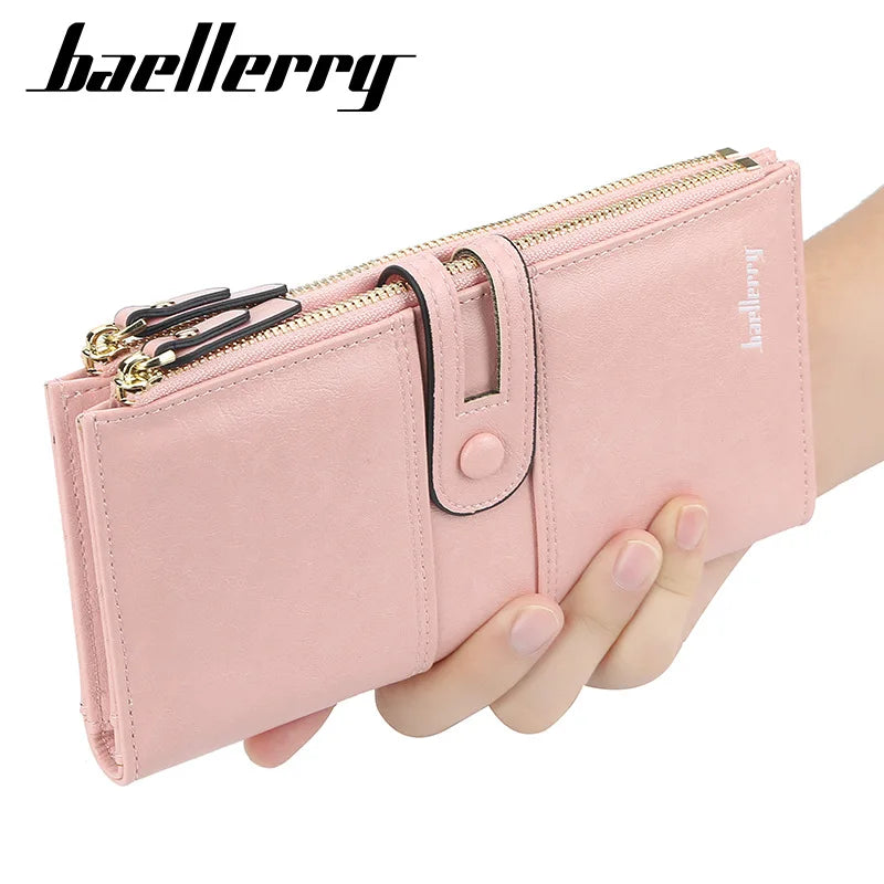 Classic Leather Wallet for Women – Zip Clutch with Card Organizer