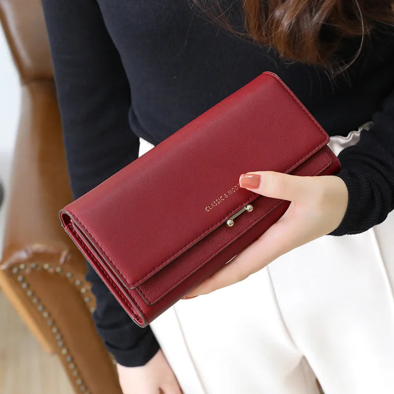 Luxury Women's Long Wallet – Stylish Clutch with Phone Pocket & Card Holder