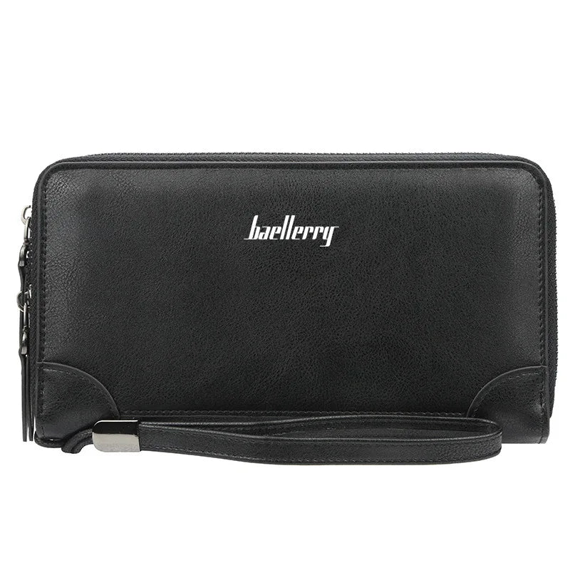Baellerry Men's Long Wallet – Personalized Business Clutch with Name Engraving & Large Capacity