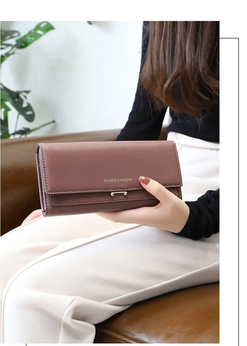 Luxury Women's Long Wallet – Stylish Clutch with Phone Pocket & Card Holder