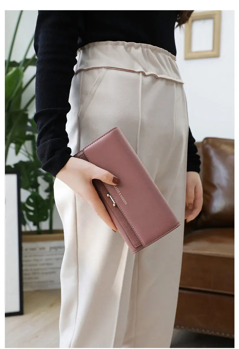 Luxury Women's Long Wallet – Stylish Clutch with Phone Pocket & Card Holder