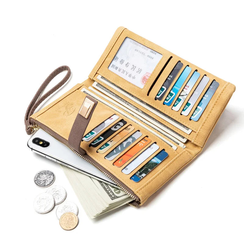 Trendy & Charming: Women’s Leaf Pattern Wallet – Stylish Zip Buckle Clutch