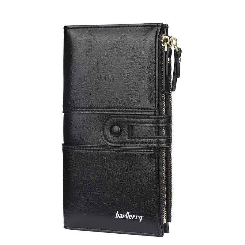 Classic Leather Wallet for Women – Zip Clutch with Card Organizer