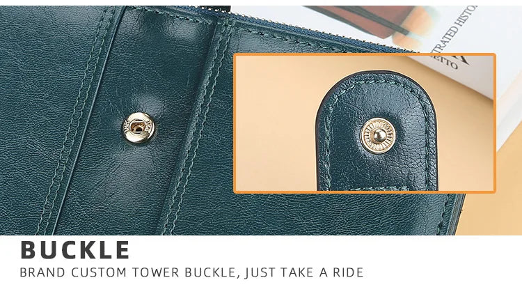 Classic Leather Wallet for Women – Zip Clutch with Card Organizer