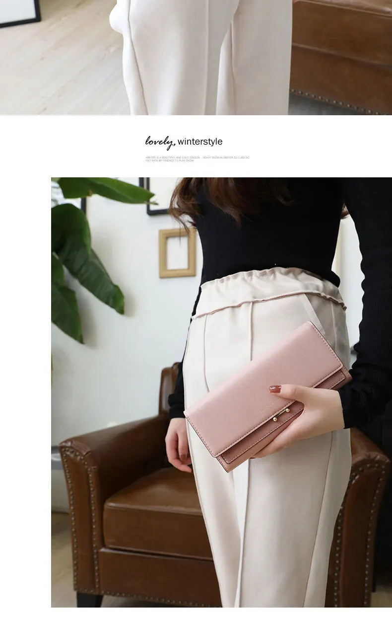 Luxury Women's Long Wallet – Stylish Clutch with Phone Pocket & Card Holder