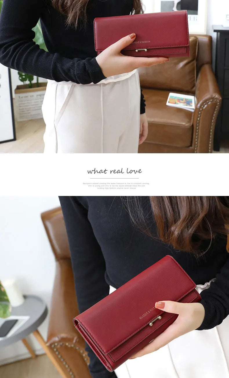 Luxury Women's Long Wallet – Stylish Clutch with Phone Pocket & Card Holder