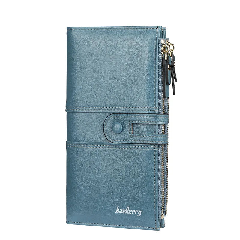 Classic Leather Wallet for Women – Zip Clutch with Card Organizer