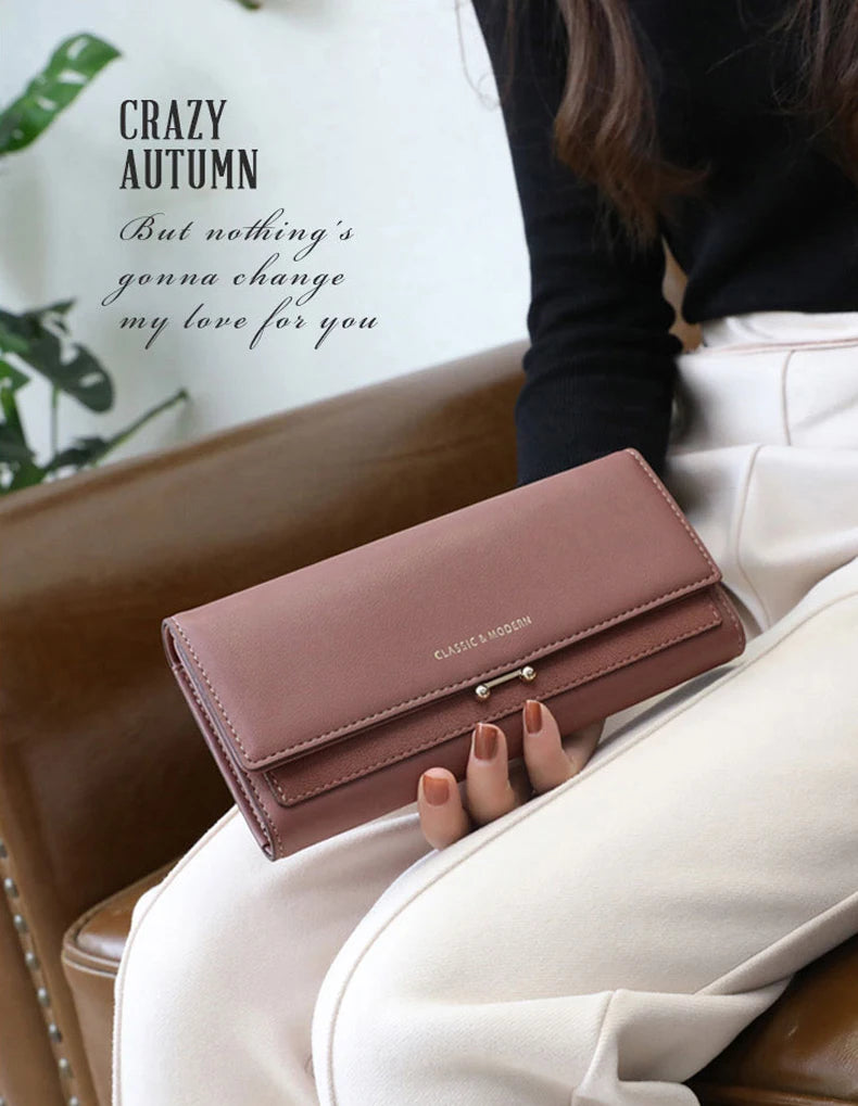 Luxury Women's Long Wallet – Stylish Clutch with Phone Pocket & Card Holder