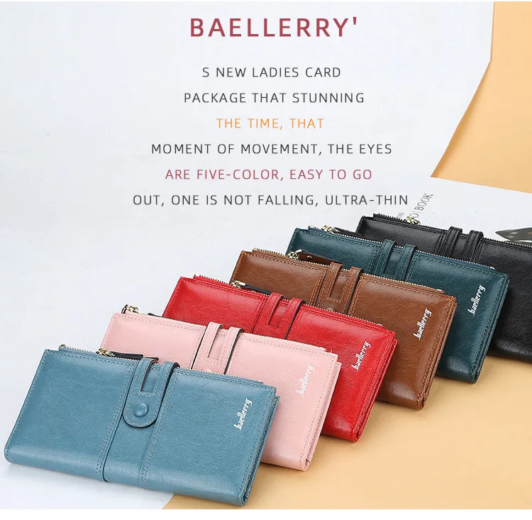 Classic Leather Wallet for Women – Zip Clutch with Card Organizer
