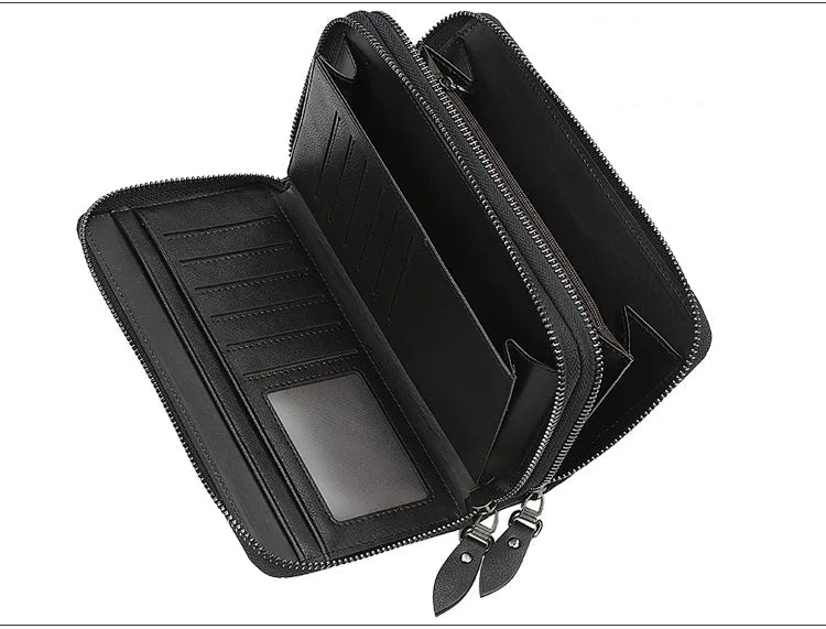 Baellerry Men's Long Wallet – Personalized Business Clutch with Name Engraving & Large Capacity