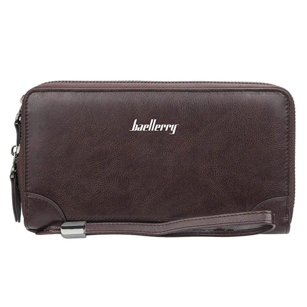 Baellerry Men's Long Wallet – Personalized Business Clutch with Name Engraving & Large Capacity