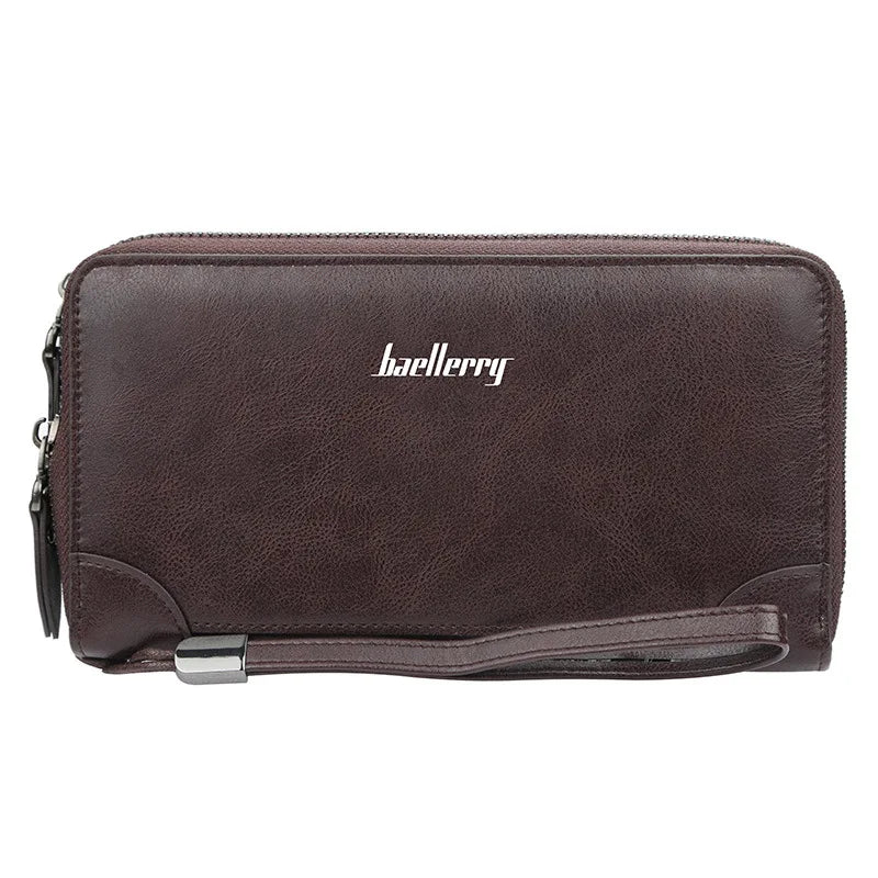 Baellerry Men's Long Wallet – Personalized Business Clutch with Name Engraving & Large Capacity