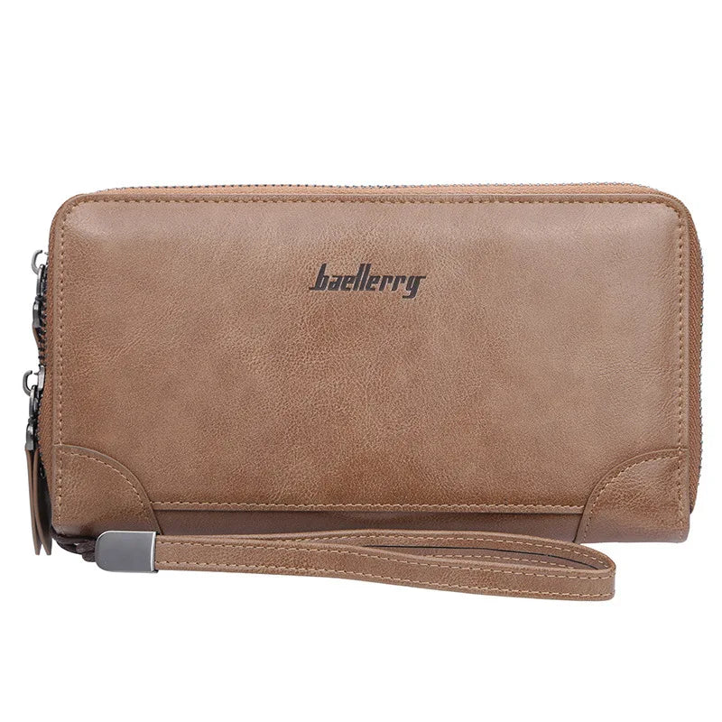 Baellerry Men's Long Wallet – Personalized Business Clutch with Name Engraving & Large Capacity