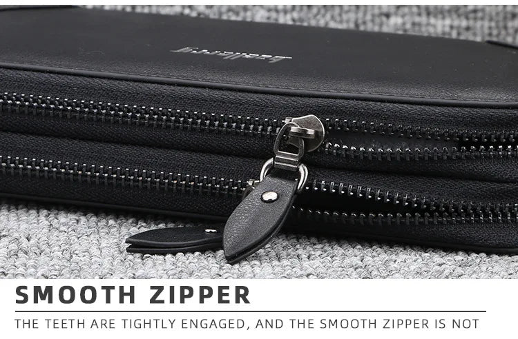Baellerry Men's Long Wallet – Personalized Business Clutch with Name Engraving & Large Capacity