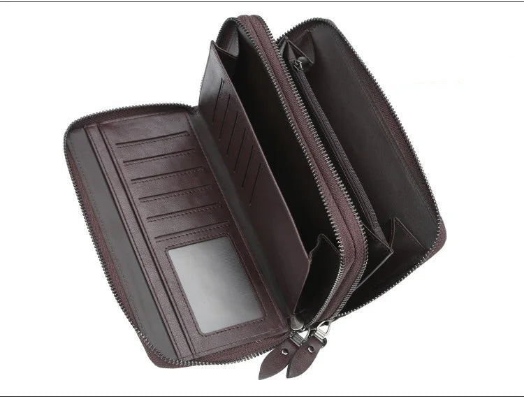 Baellerry Men's Long Wallet – Personalized Business Clutch with Name Engraving & Large Capacity