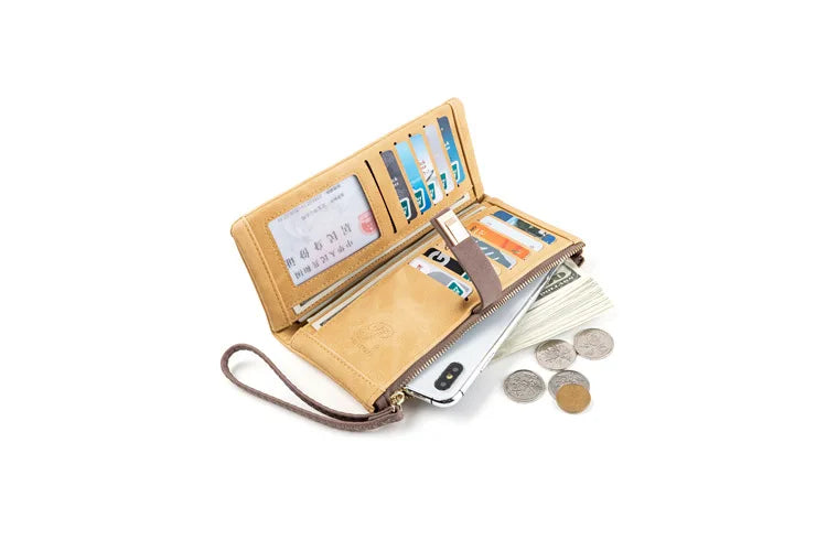 Trendy & Charming: Women’s Leaf Pattern Wallet – Stylish Zip Buckle Clutch