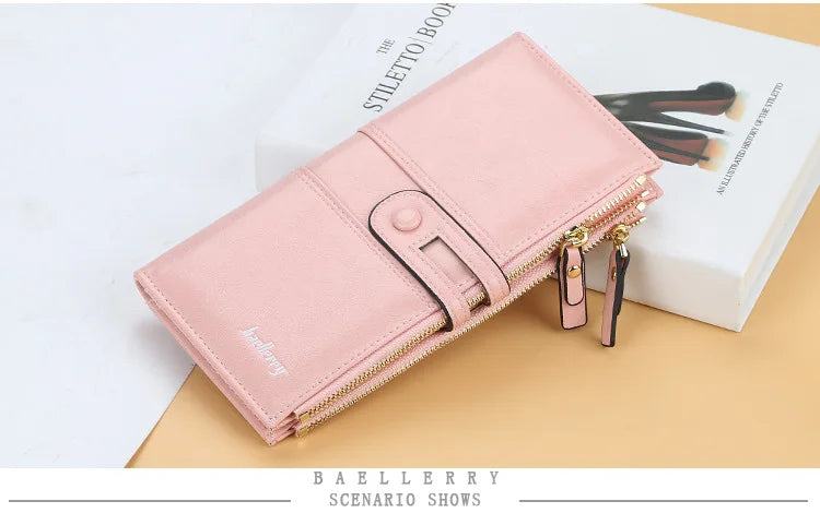 Classic Leather Wallet for Women – Zip Clutch with Card Organizer
