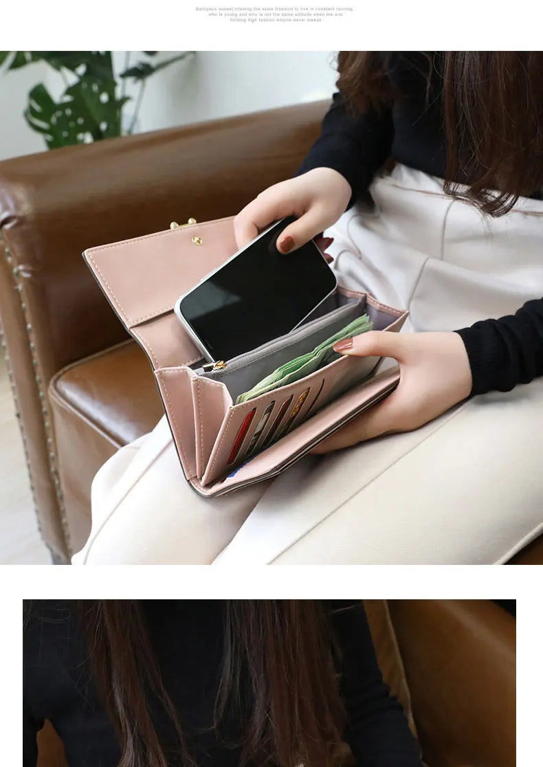 Luxury Women's Long Wallet – Stylish Clutch with Phone Pocket & Card Holder
