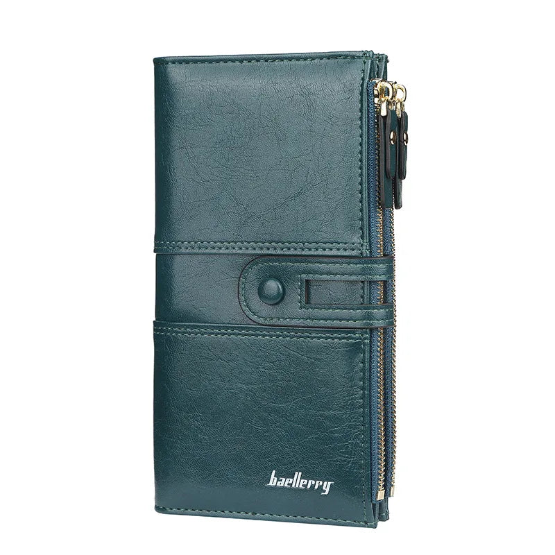 Classic Leather Wallet for Women – Zip Clutch with Card Organizer