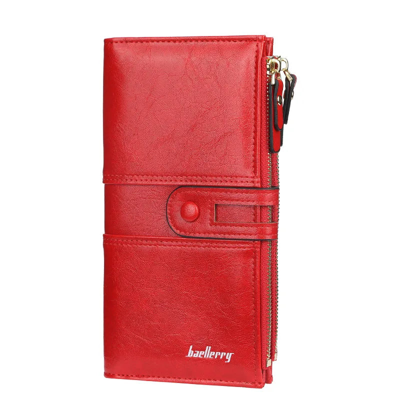 Classic Leather Wallet for Women – Zip Clutch with Card Organizer