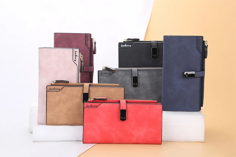Elegant Long Wallet for Women – Magnetic Closure & Card Organizer