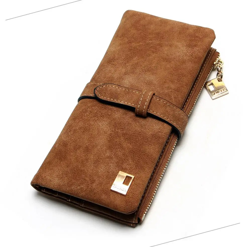Timeless Elegance: Women’s 2-Fold Nubuck Clutch with Zipper & Drawstring.
