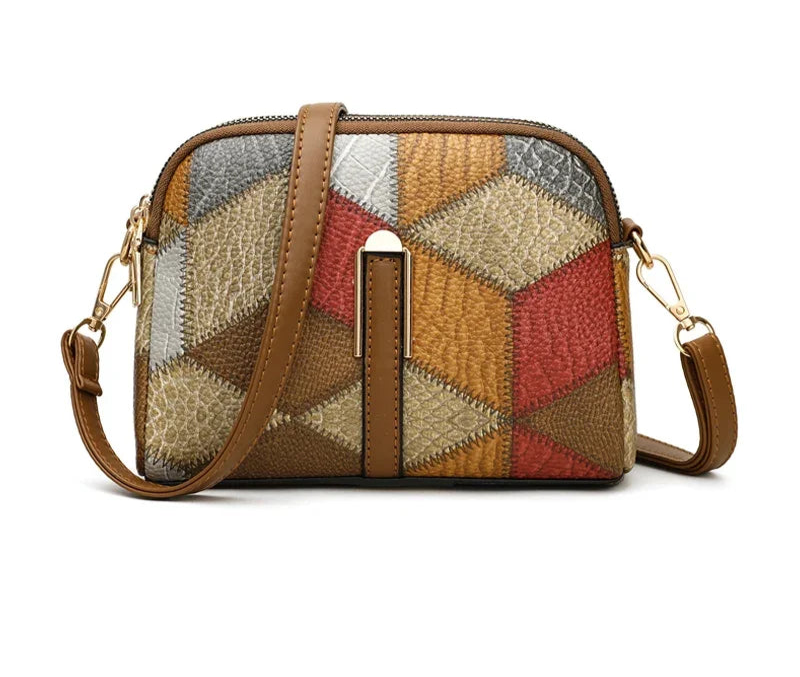 Color Block PU Shoulder Bag
