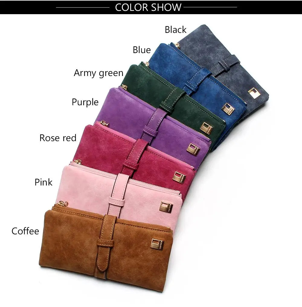 Timeless Elegance: Women’s 2-Fold Nubuck Clutch with Zipper & Drawstring.