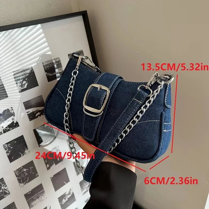 Chic Denim Tote Shoulder Bag for Women Casual Underarm Purse, Summer Fashion Simple Handbag, Ideal for Daily Use Travel Outdoor