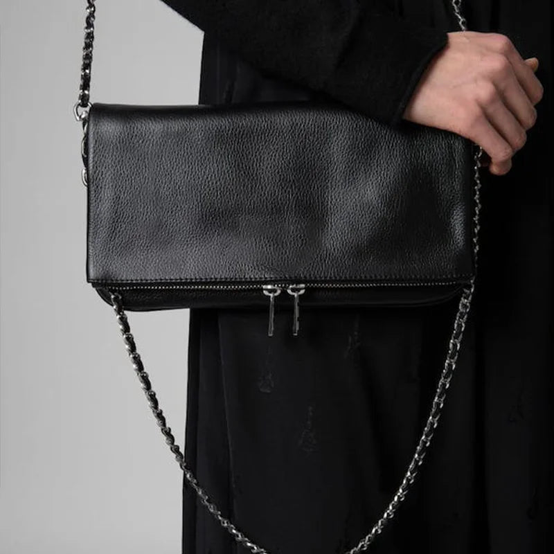 Vintage Chain Envelope Shoulder Bag – Elegant Black Crossbody for Women