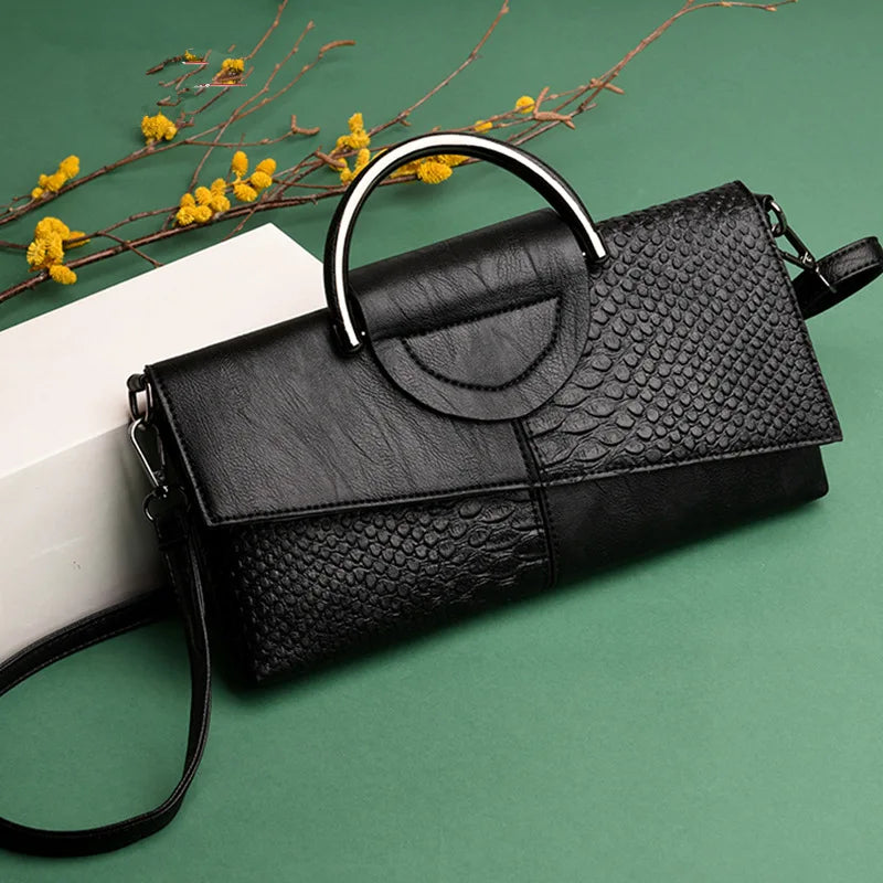 Luxury Soft PU Leather Flap Shoulder Bag – Minimalist Cover Closure Handbag for Women
