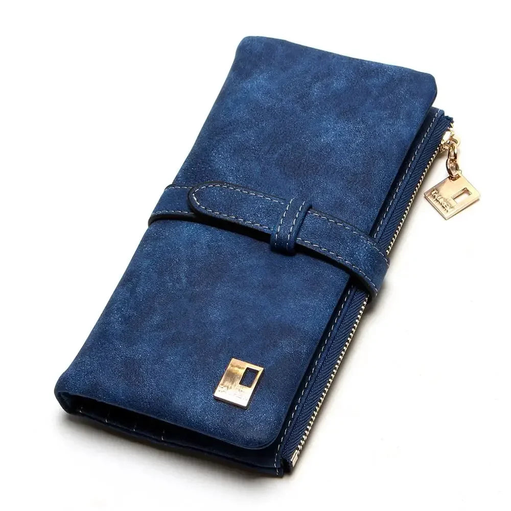 Timeless Elegance: Women’s 2-Fold Nubuck Clutch with Zipper & Drawstring.
