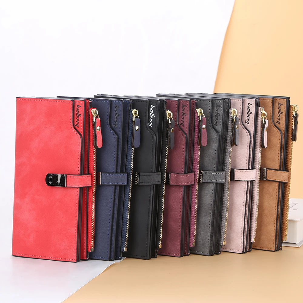 Elegant Long Wallet for Women – Magnetic Closure & Card Organizer