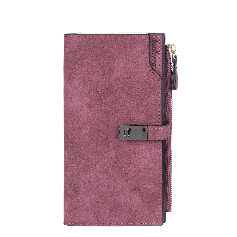 Elegant Long Wallet for Women – Magnetic Closure & Card Organizer