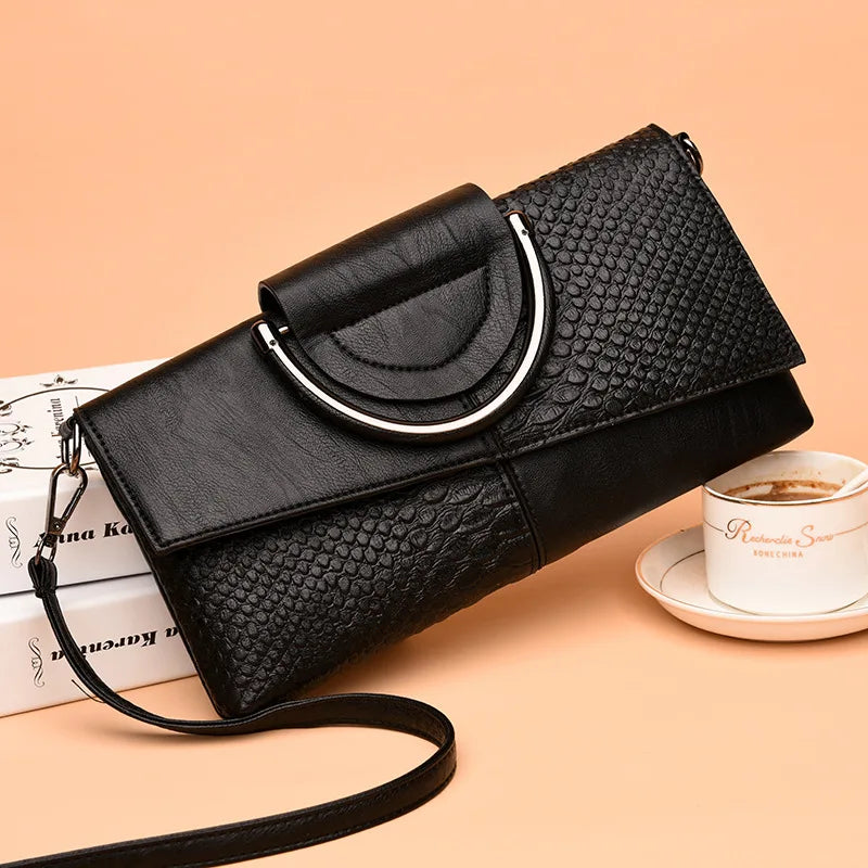 Luxury Soft PU Leather Flap Shoulder Bag – Minimalist Cover Closure Handbag for Women