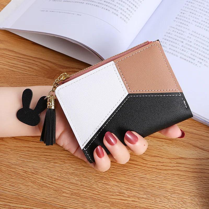 Compact Card Holder (Zip Wallet) with Tassel for Women & Girls