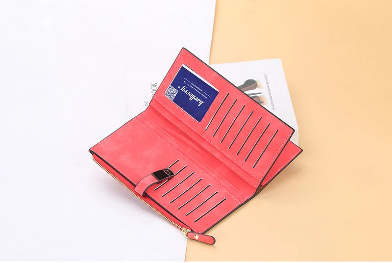 Elegant Long Wallet for Women – Magnetic Closure & Card Organizer