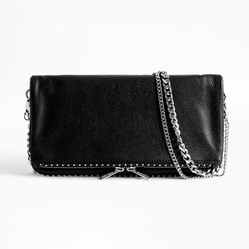 Vintage Chain Envelope Shoulder Bag – Elegant Black Crossbody for Women