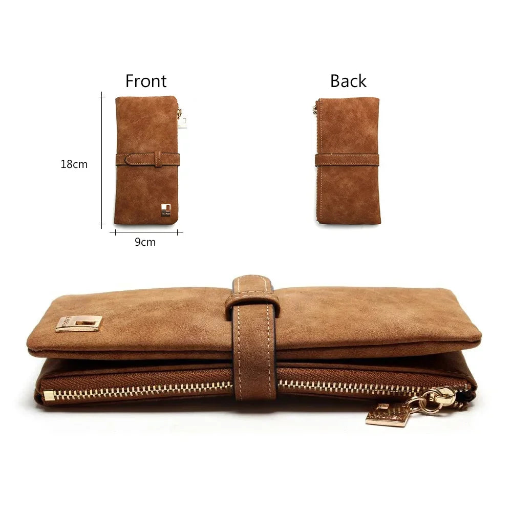 Timeless Elegance: Women’s 2-Fold Nubuck Clutch with Zipper & Drawstring.
