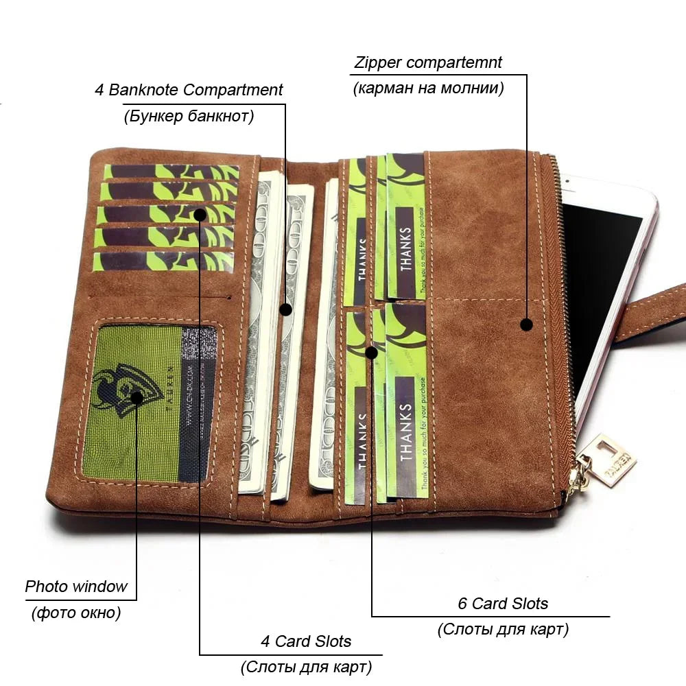 Timeless Elegance: Women’s 2-Fold Nubuck Clutch with Zipper & Drawstring.