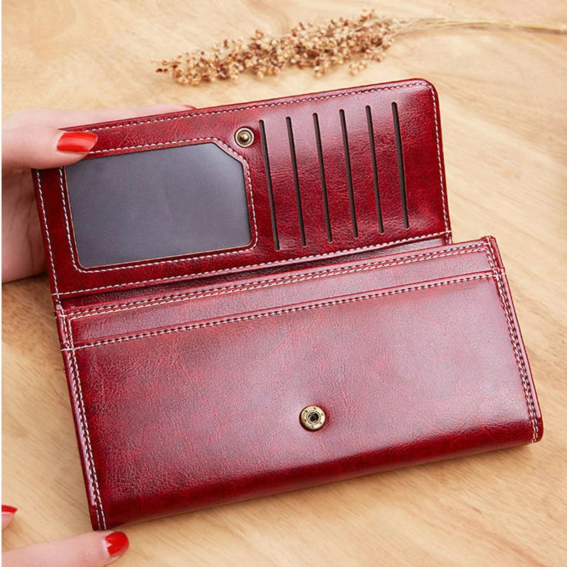 Luxury Long Leather Wallet for Women – Stylish & Spacious