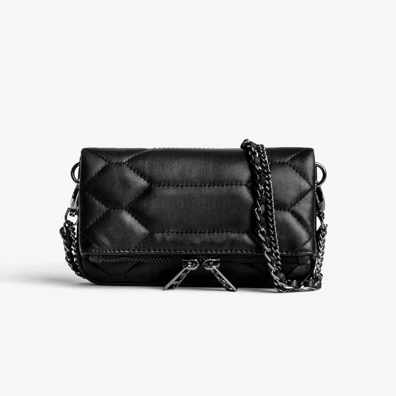 Vintage Chain Envelope Shoulder Bag – Elegant Black Crossbody for Women