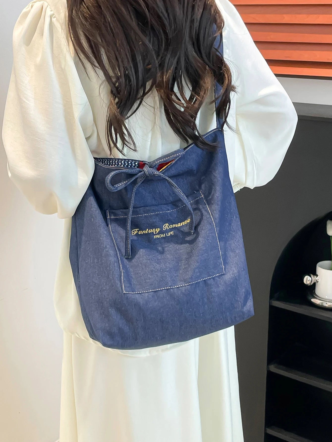 Fashionable New Denim Bag for Work and School, Large Capacity Women's Bag, Stylish Double-Sided Women's Tote Bag