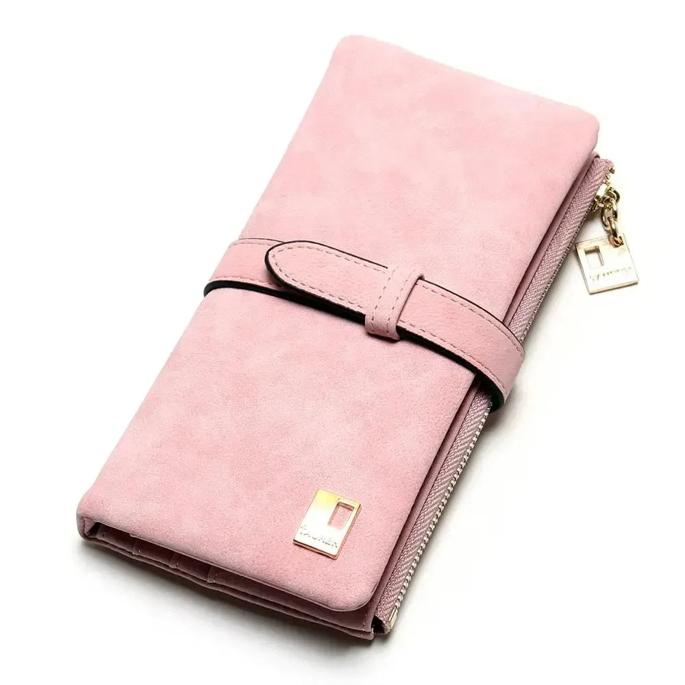 Timeless Elegance: Women’s 2-Fold Nubuck Clutch with Zipper & Drawstring.