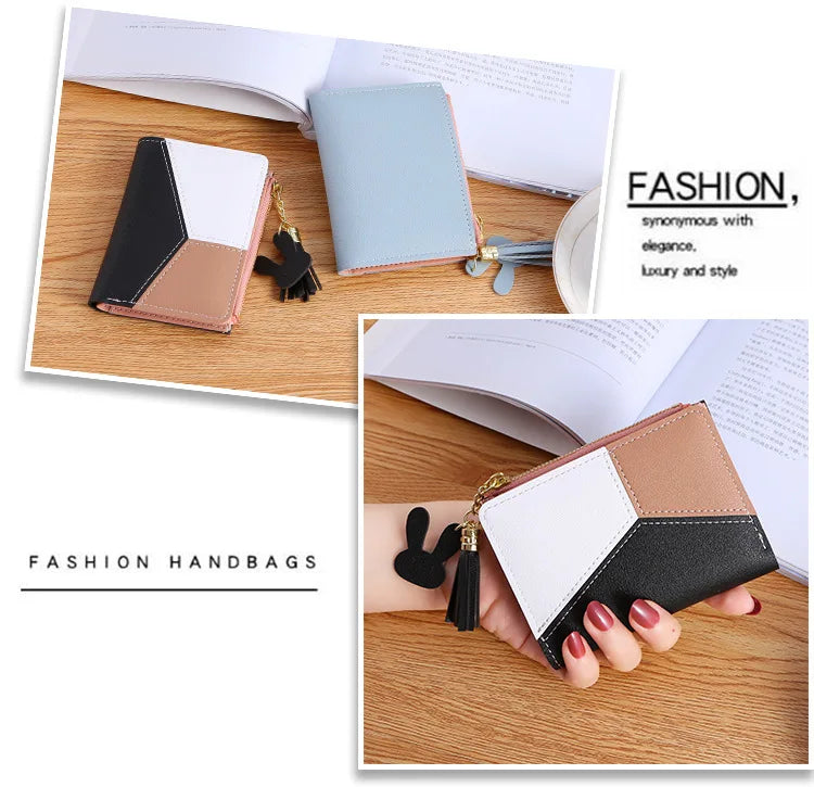 Compact Card Holder (Zip Wallet) with Tassel for Women & Girls