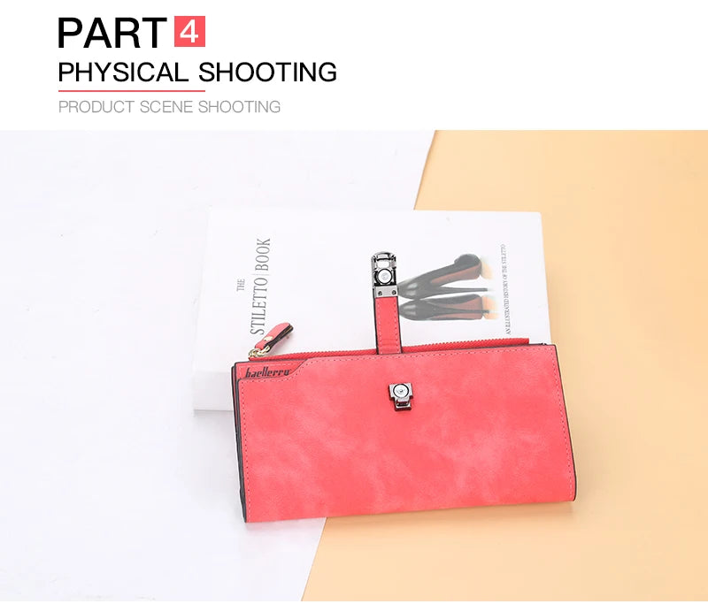 Elegant Long Wallet for Women – Magnetic Closure & Card Organizer