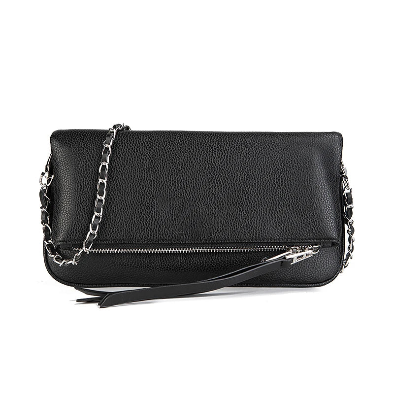 Vintage Chain Envelope Shoulder Bag – Elegant Black Crossbody for Women