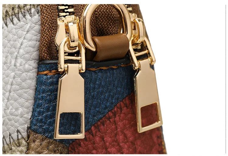 Color Block PU Shoulder Bag